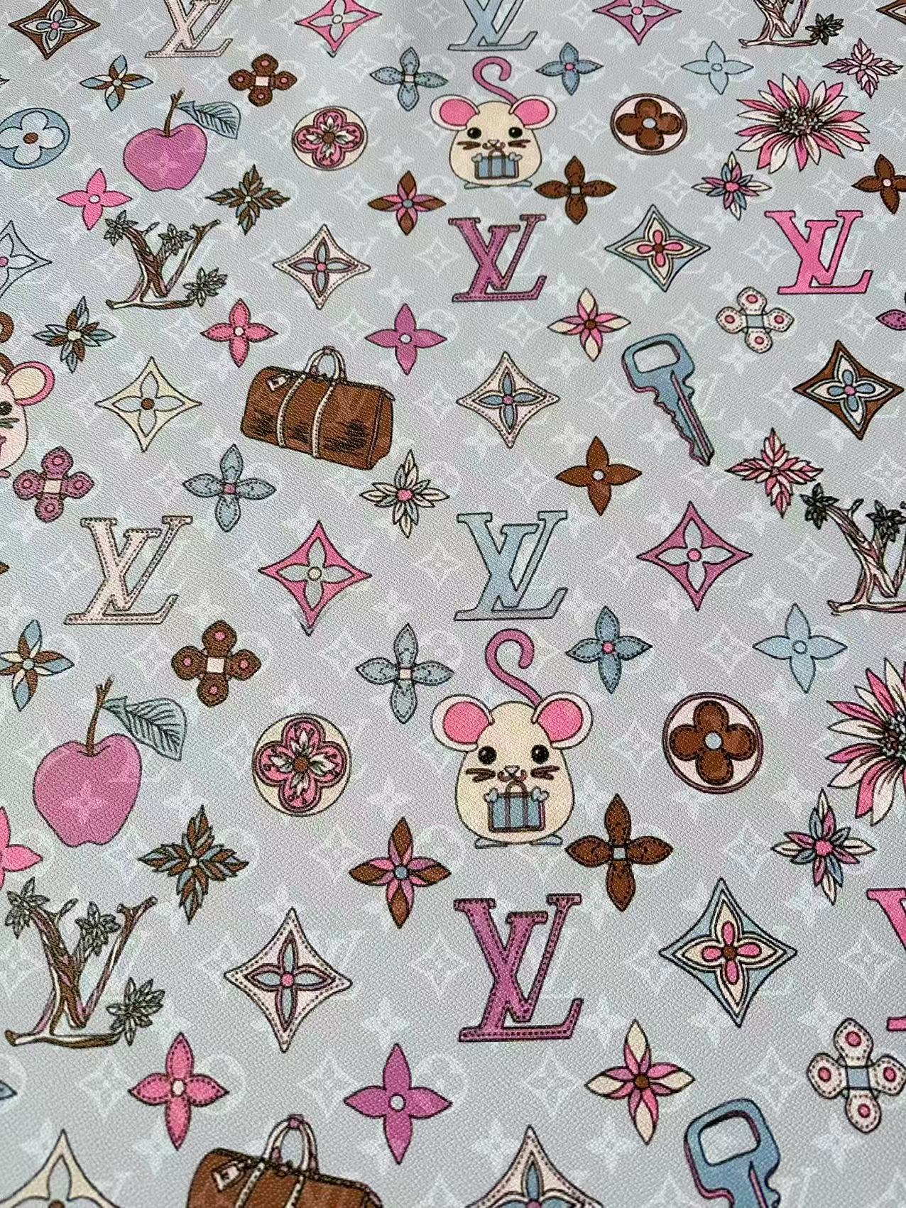 Fashion Purple LV With DIY Mouse Leather Fabric For Handmade Shoes,Upholstery Goods By Yard