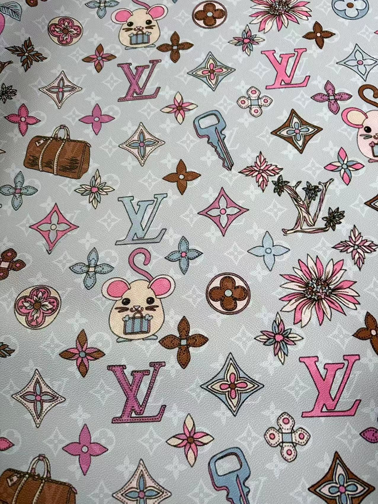 Fashion Purple LV With DIY Mouse Leather Fabric For Handmade Shoes,Upholstery Goods By Yard