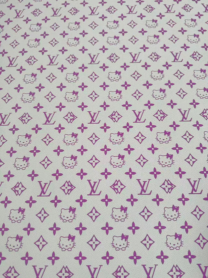 Fashion LV With Hello Kitty Crafting leather fabric Bag leather ,shoes ,Handicraft leather(Purple)