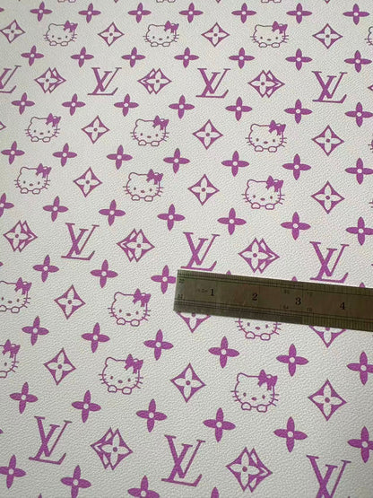 Fashion LV With Hello Kitty Crafting leather fabric Bag leather ,shoes ,Handicraft leather(Purple)