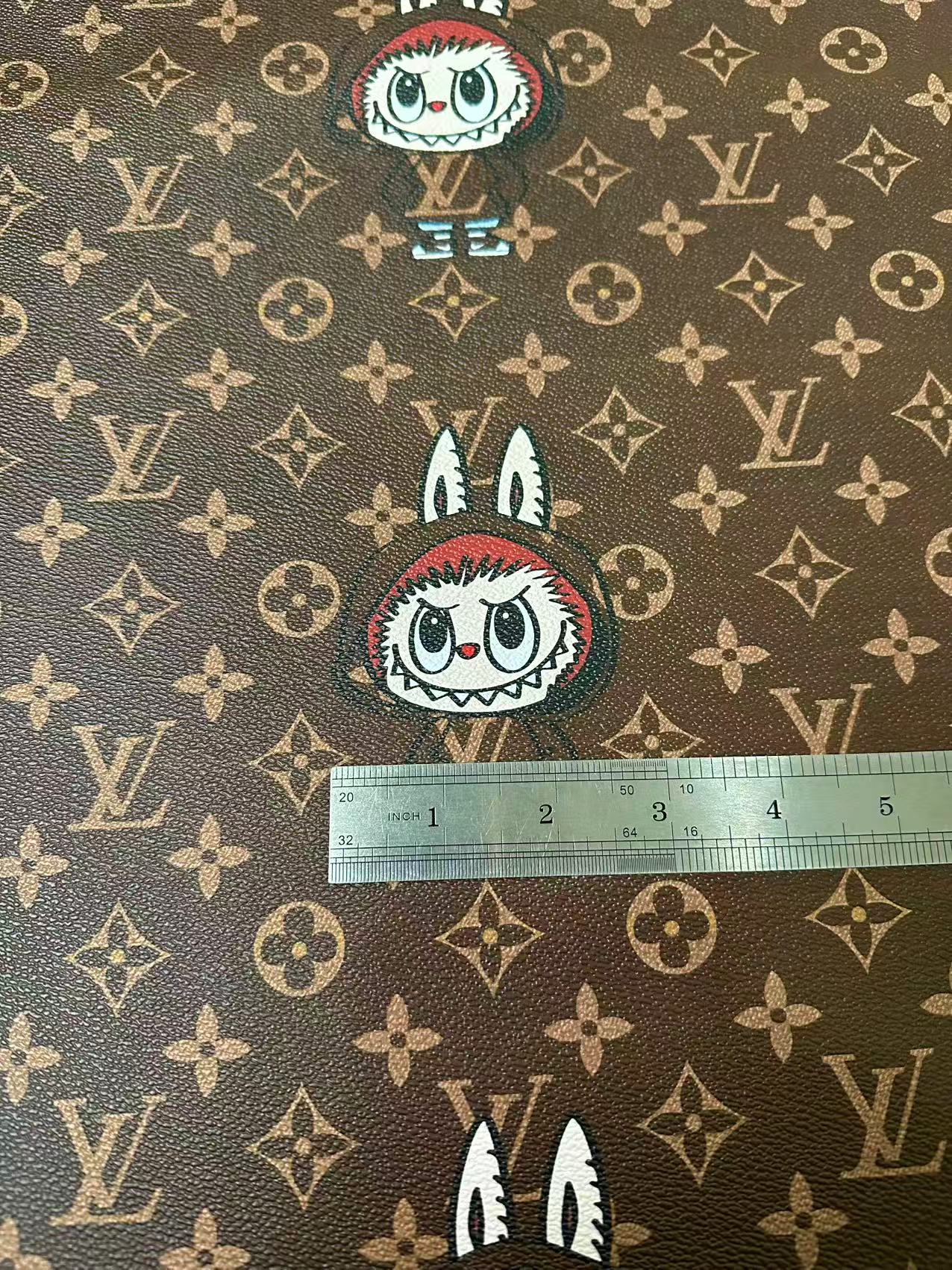 Craft LV With Labubu Leather Fabric For Handmade Sneaker, Bag,DIY Gift Goods By Yard