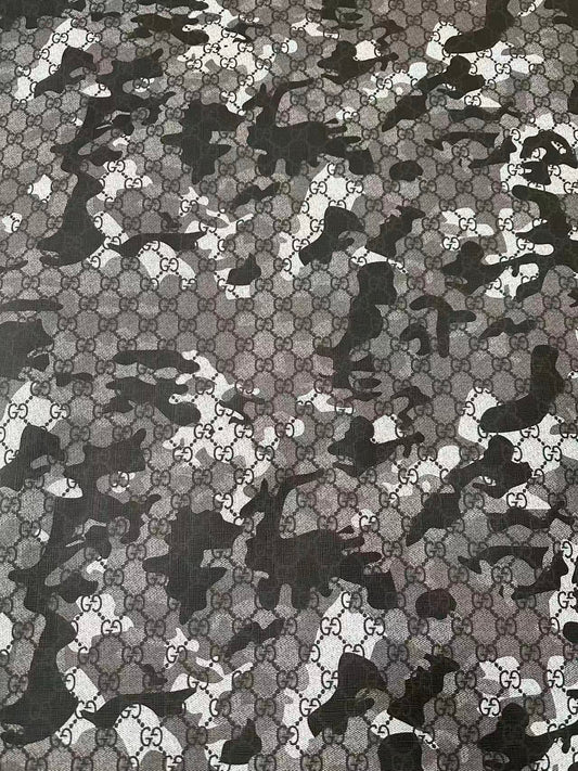 Fashion Gucci With Camouflage Leather Fabric For Handmade Shoes, Upholstery Goods By Yard(Gray)