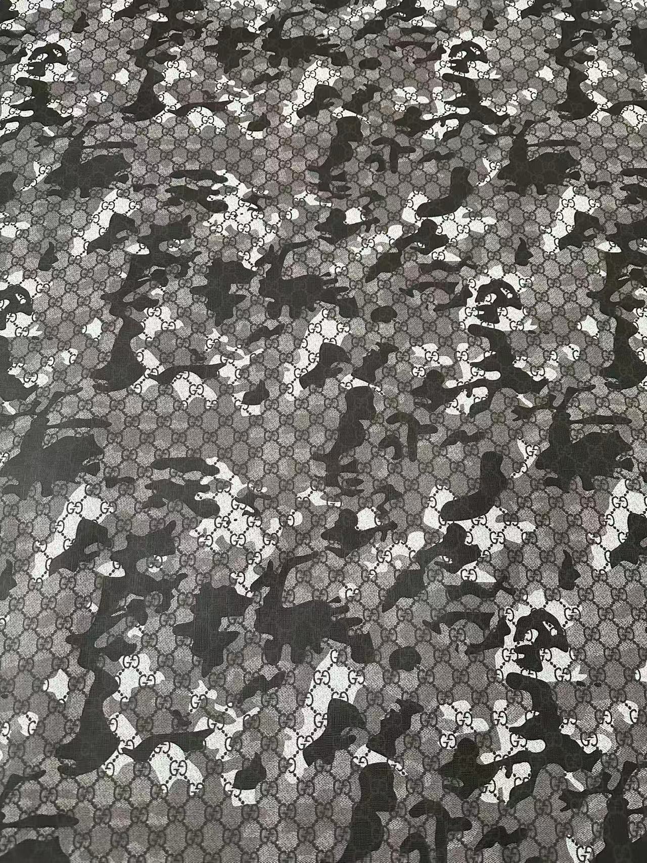 Fashion Gucci With Camouflage Leather Fabric For Handmade Shoes, Upholstery Goods By Yard(Gray)