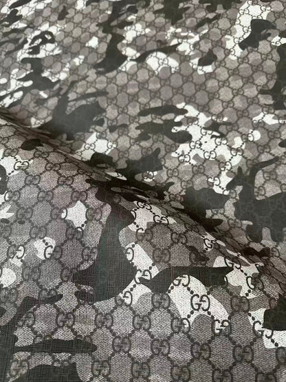 Fashion Gucci With Camouflage Leather Fabric For Handmade Shoes, Upholstery Goods By Yard(Gray)