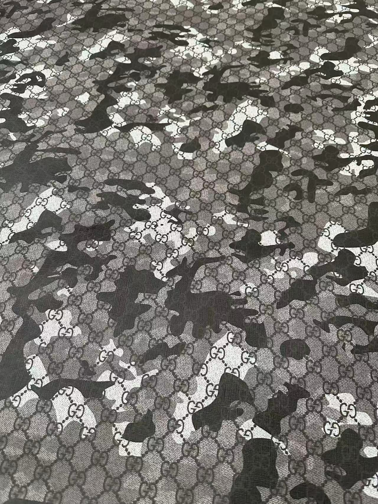 Fashion Gucci With Camouflage Leather Fabric For Handmade Shoes, Upholstery Goods By Yard(Gray)