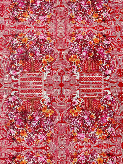 Fashion LV With Red Tree Leather Fabric For Handmade Sneaker, Bag,DIY Gift Goods By Yard