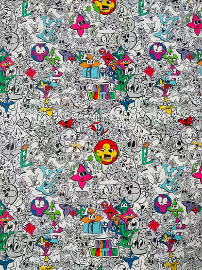 Fashion DIY Cartoon LV Leather Fabric For Handmade Sneaker, Bag,DIY Gift Goods By Yard