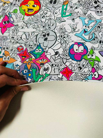 Fashion DIY Cartoon LV Leather Fabric For Handmade Sneaker, Bag,DIY Gift Goods By Yard