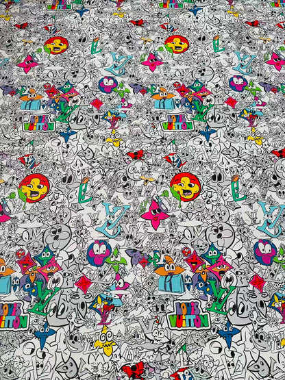 Fashion DIY Cartoon LV Leather Fabric For Handmade Sneaker, Bag,DIY Gift Goods By Yard