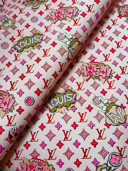 Fashion Pink LV 1854 Leather Fabric For Handmade Sneaker,Bag,Upholstery Handicraft Goods By Yard