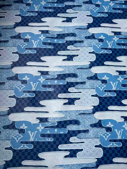 New Craft LV Denim Splicing Leather Fabric For Handmade Sneaker, DIY Handmade Goods By Yard