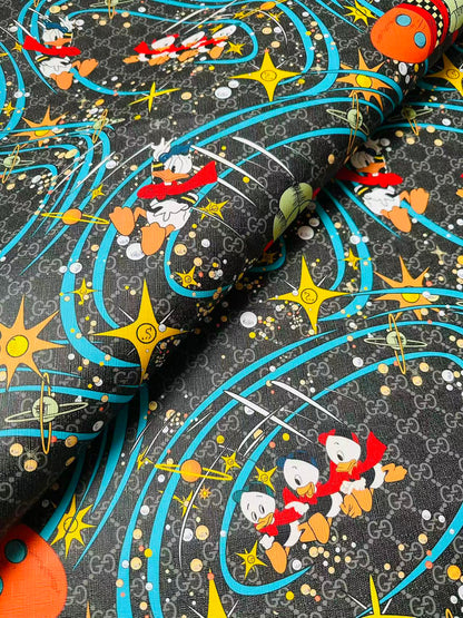 Classic Gucci Leather Case Fabric,Handmade Bag, Shoes Leather, Joint Disney Donald Duck (Black)