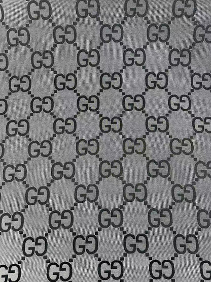 Classic 2.3 Inch Canvas Jacquard Cloth Fabric, GG Fabric,Handmade Clothing ,Fashion Sewing DIY Bags Fabric Shoes Fabric Hat Fabric Gucci Design By Yards (Gray)