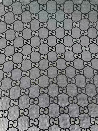 Classic 2.3 Inch Canvas Jacquard Cloth Fabric, GG Fabric,Handmade Clothing ,Fashion Sewing DIY Bags Fabric Shoes Fabric Hat Fabric Gucci Design By Yards (Gray)
