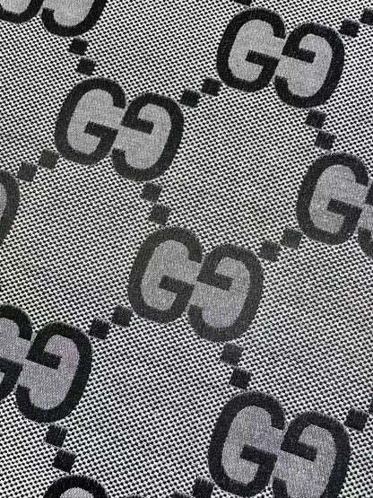 Classic 2.3 Inch Canvas Jacquard Cloth Fabric, GG Fabric,Handmade Clothing ,Fashion Sewing DIY Bags Fabric Shoes Fabric Hat Fabric Gucci Design By Yards (Gray)