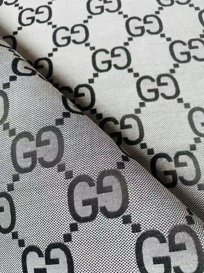 Classic 2.3 Inch Canvas Jacquard Cloth Fabric, GG Fabric,Handmade Clothing ,Fashion Sewing DIY Bags Fabric Shoes Fabric Hat Fabric Gucci Design By Yards (Gray)