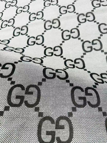 Classic 2.3 Inch Canvas Jacquard Cloth Fabric, GG Fabric,Handmade Clothing ,Fashion Sewing DIY Bags Fabric Shoes Fabric Hat Fabric Gucci Design By Yards (Gray)