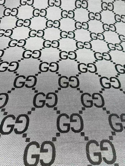 Classic 2.3 Inch Canvas Jacquard Cloth Fabric, GG Fabric,Handmade Clothing ,Fashion Sewing DIY Bags Fabric Shoes Fabric Hat Fabric Gucci Design By Yards (Gray)