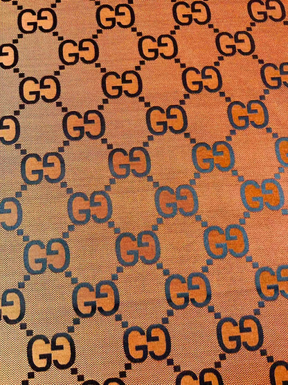 Classic 2.3 Inch Canvas Jacquard Cloth Fabric, GG Fabric,Handmade Clothing ,Fashion Sewing DIY Bags Fabric Shoes Fabric Hat Fabric Gucci Design By Yards (Orange)