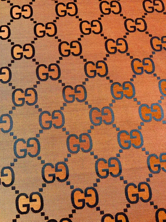 Classic 2.3 Inch Canvas Jacquard Cloth Fabric, GG Fabric,Handmade Clothing ,Fashion Sewing DIY Bags Fabric Shoes Fabric Hat Fabric Gucci Design By Yards (Orange)