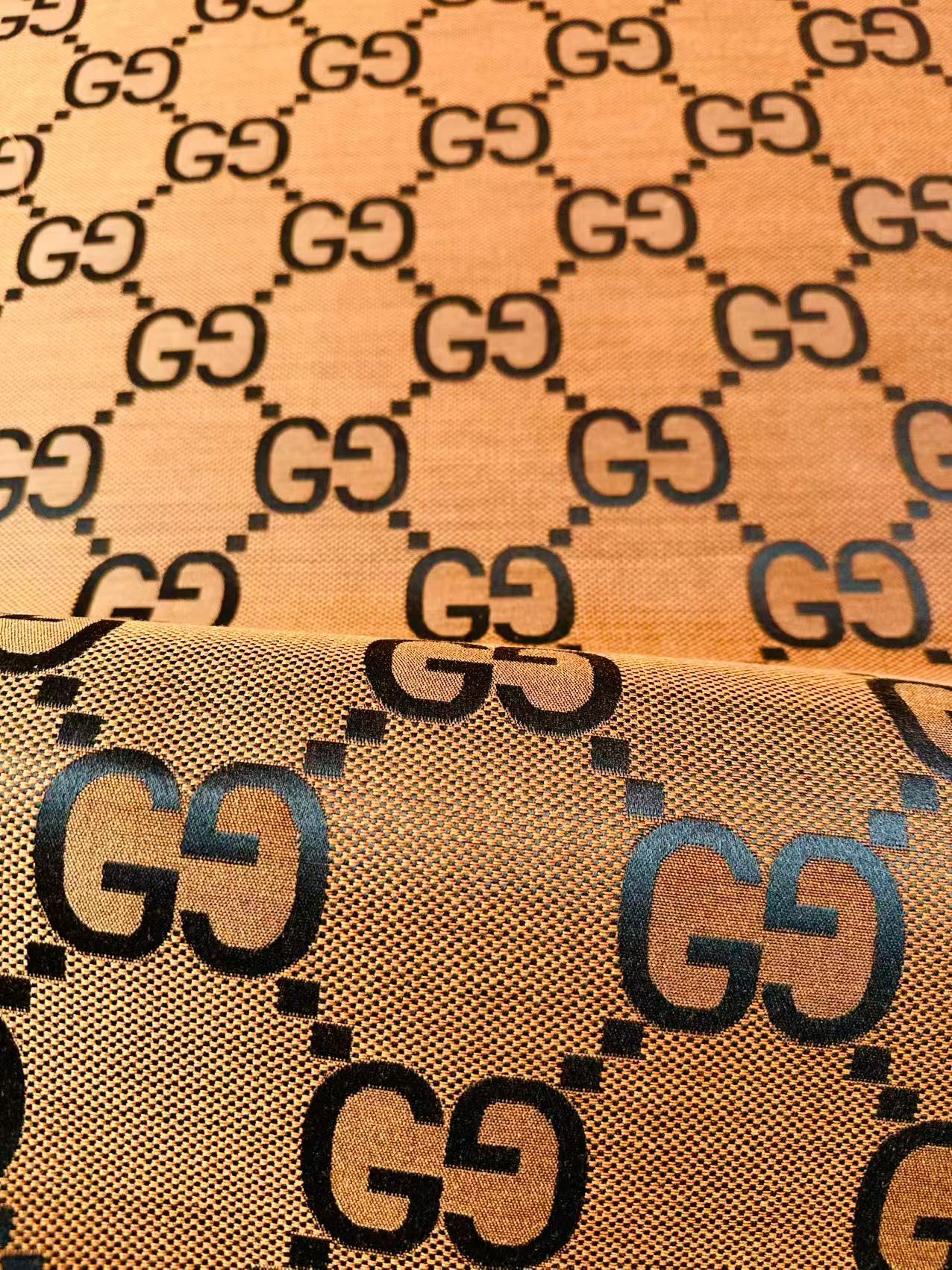 Classic 2.3 Inch Canvas Jacquard Cloth Fabric, GG Fabric,Handmade Clothing ,Fashion Sewing DIY Bags Fabric Shoes Fabric Hat Fabric Gucci Design By Yards (Orange)