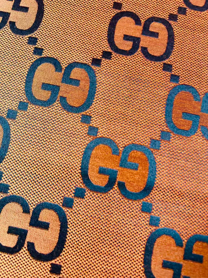 Classic 2.3 Inch Canvas Jacquard Cloth Fabric, GG Fabric,Handmade Clothing ,Fashion Sewing DIY Bags Fabric Shoes Fabric Hat Fabric Gucci Design By Yards (Orange)