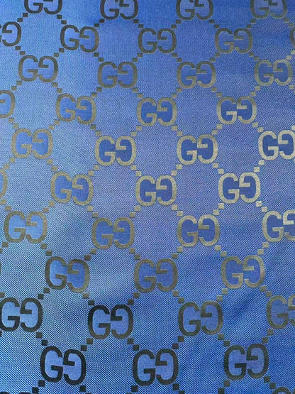 Classic 2.3 Inch Canvas Jacquard Cloth Fabric, GG Fabric,Handmade Clothing ,Fashion Sewing DIY Bags Fabric Shoes Fabric Hat Fabric Gucci Design By Yards (Navy Blue)