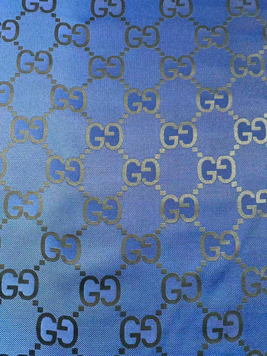 Classic 2.3 Inch Canvas Jacquard Cloth Fabric, GG Fabric,Handmade Clothing ,Fashion Sewing DIY Bags Fabric Shoes Fabric Hat Fabric Gucci Design By Yards (Navy Blue)