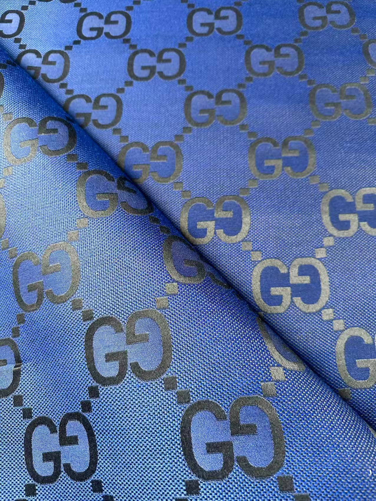 Classic 2.3 Inch Canvas Jacquard Cloth Fabric, GG Fabric,Handmade Clothing ,Fashion Sewing DIY Bags Fabric Shoes Fabric Hat Fabric Gucci Design By Yards (Navy Blue)