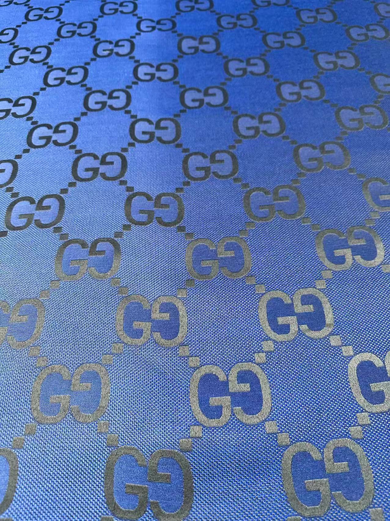 Classic 2.3 Inch Canvas Jacquard Cloth Fabric, GG Fabric,Handmade Clothing ,Fashion Sewing DIY Bags Fabric Shoes Fabric Hat Fabric Gucci Design By Yards (Navy Blue)