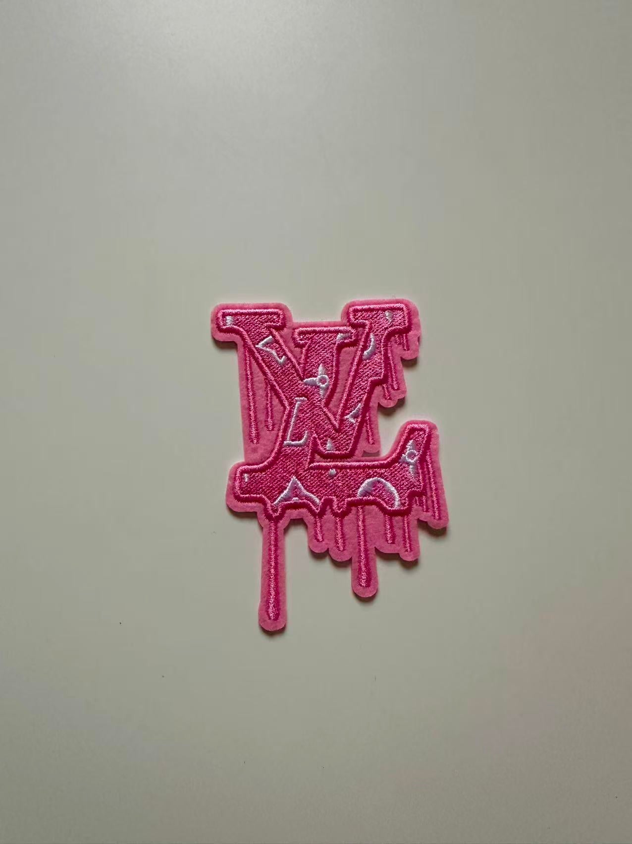 Craft Embroidery LV Jacquard Patches For Customized Clothing(Pink)