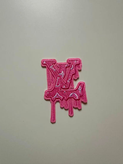Craft Embroidery LV Jacquard Patches For Customized Clothing(Pink)