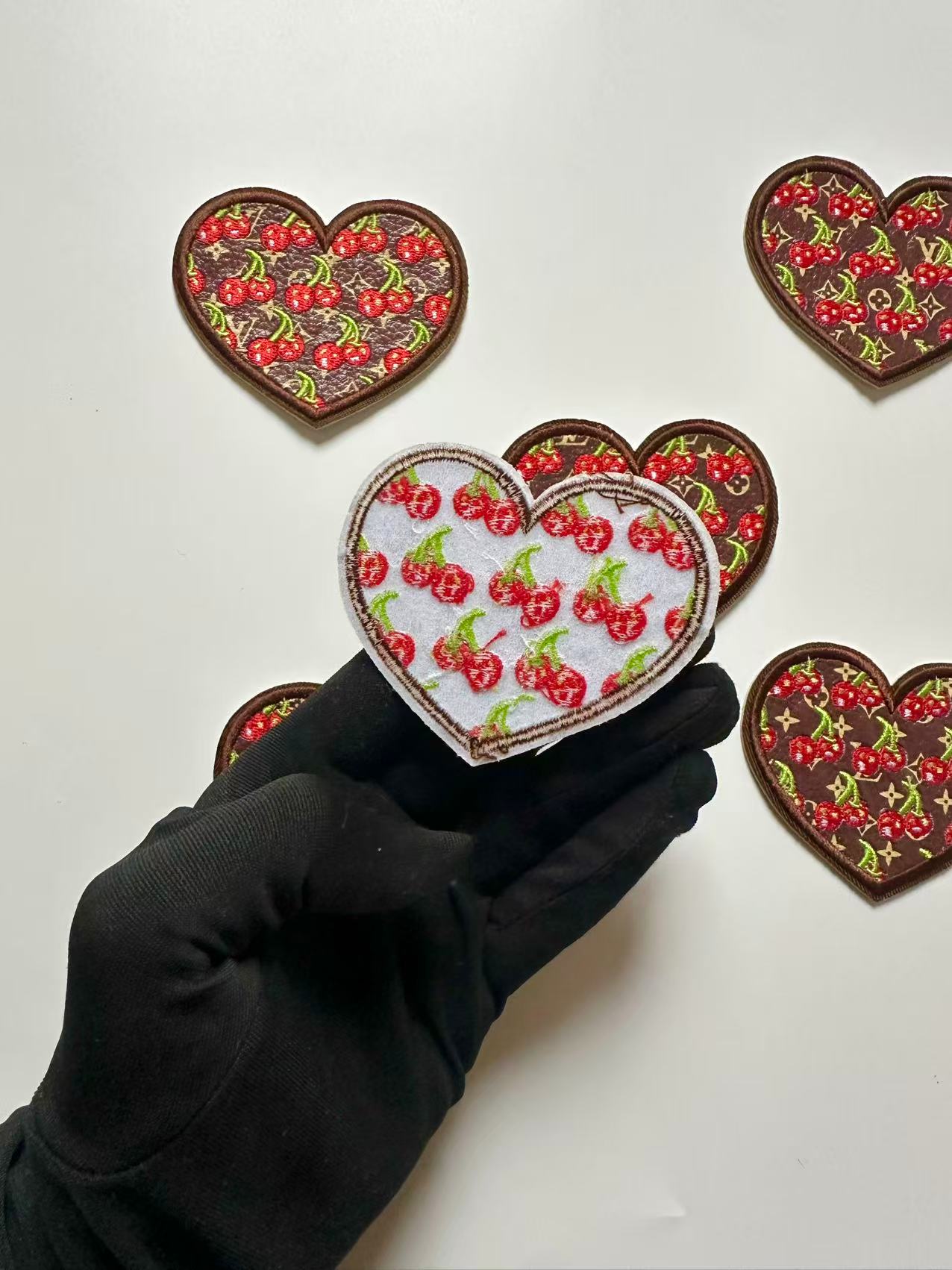 Craft Embroidery LV Cherry Jacquard Patches For Customized Apparel