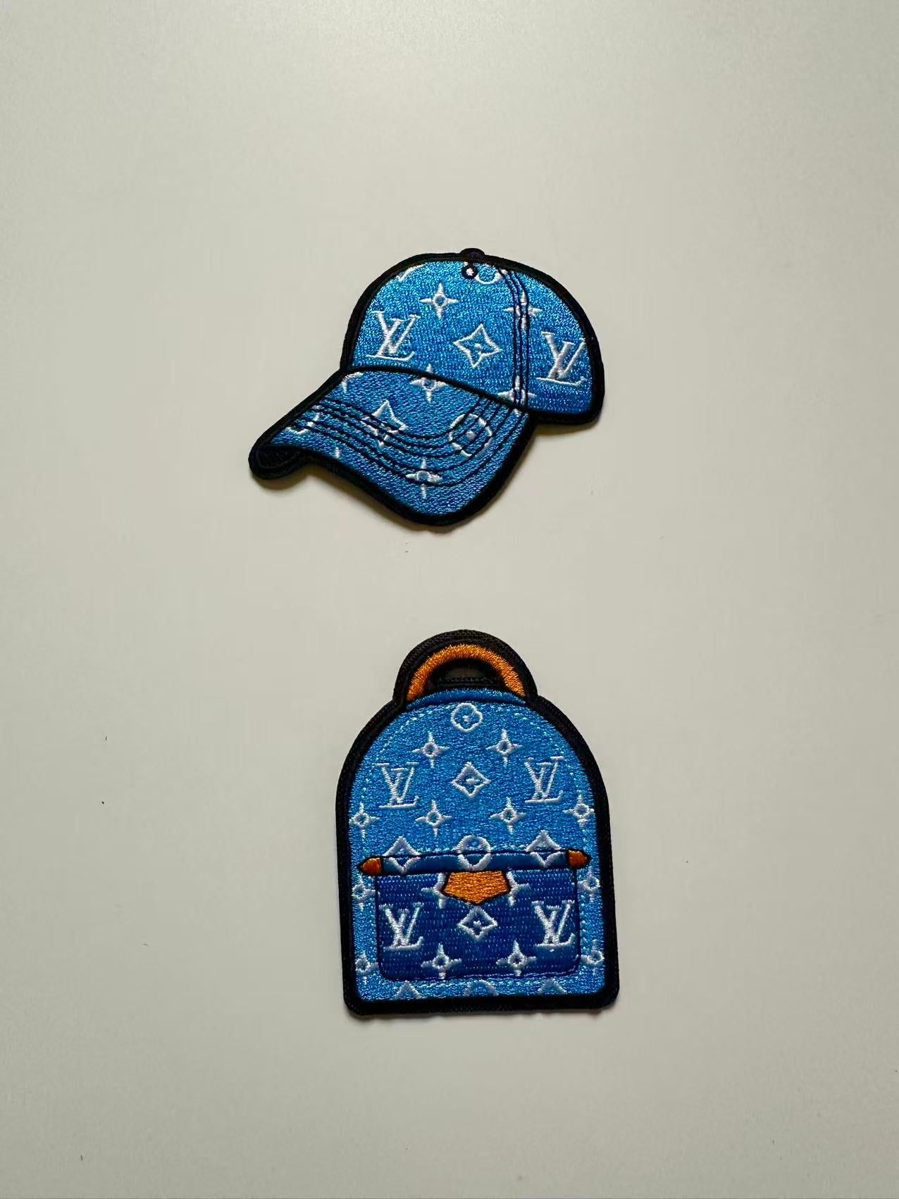 Craft Embroidery Blue LV Jacquard Patches For Customized Apparel