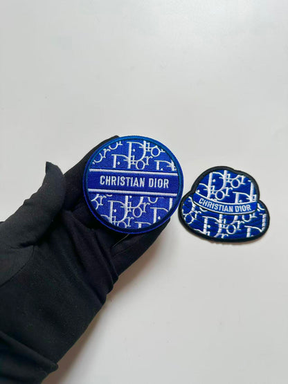 Craft Embroidery Blue Dior Jacquard Patches For Customized Apparel