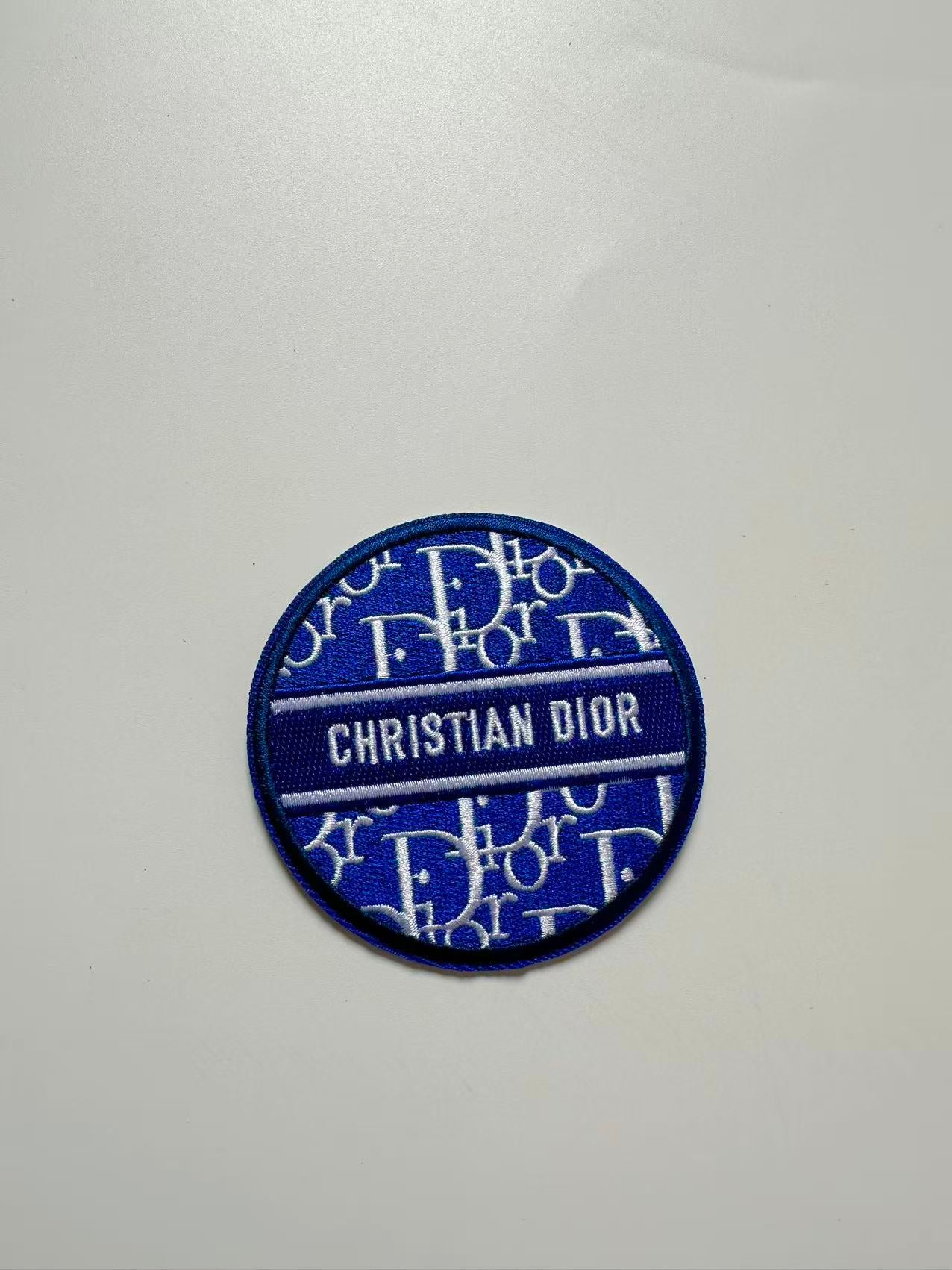 Craft Embroidery Blue Dior Jacquard Patches For Customized Apparel