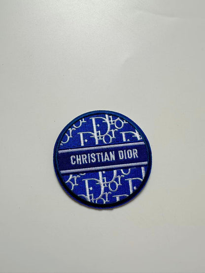 Craft Embroidery Blue Dior Jacquard Patches For Customized Apparel