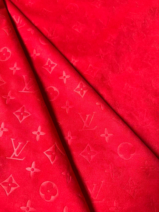 Craft LV Suede Fabric For Handmade Sneaker,Car Upholstery and Apparel By Yard(Red)