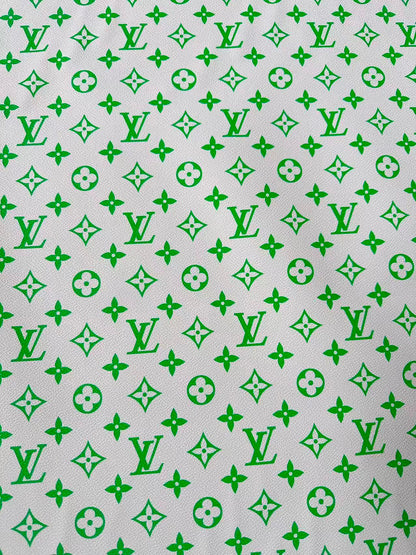 Fashion Green With White Leather Fabric For Handmade Sneaker,Car Upholstery Goods