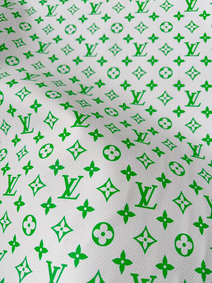 Fashion Green With White Leather Fabric For Handmade Sneaker,Car Upholstery Goods
