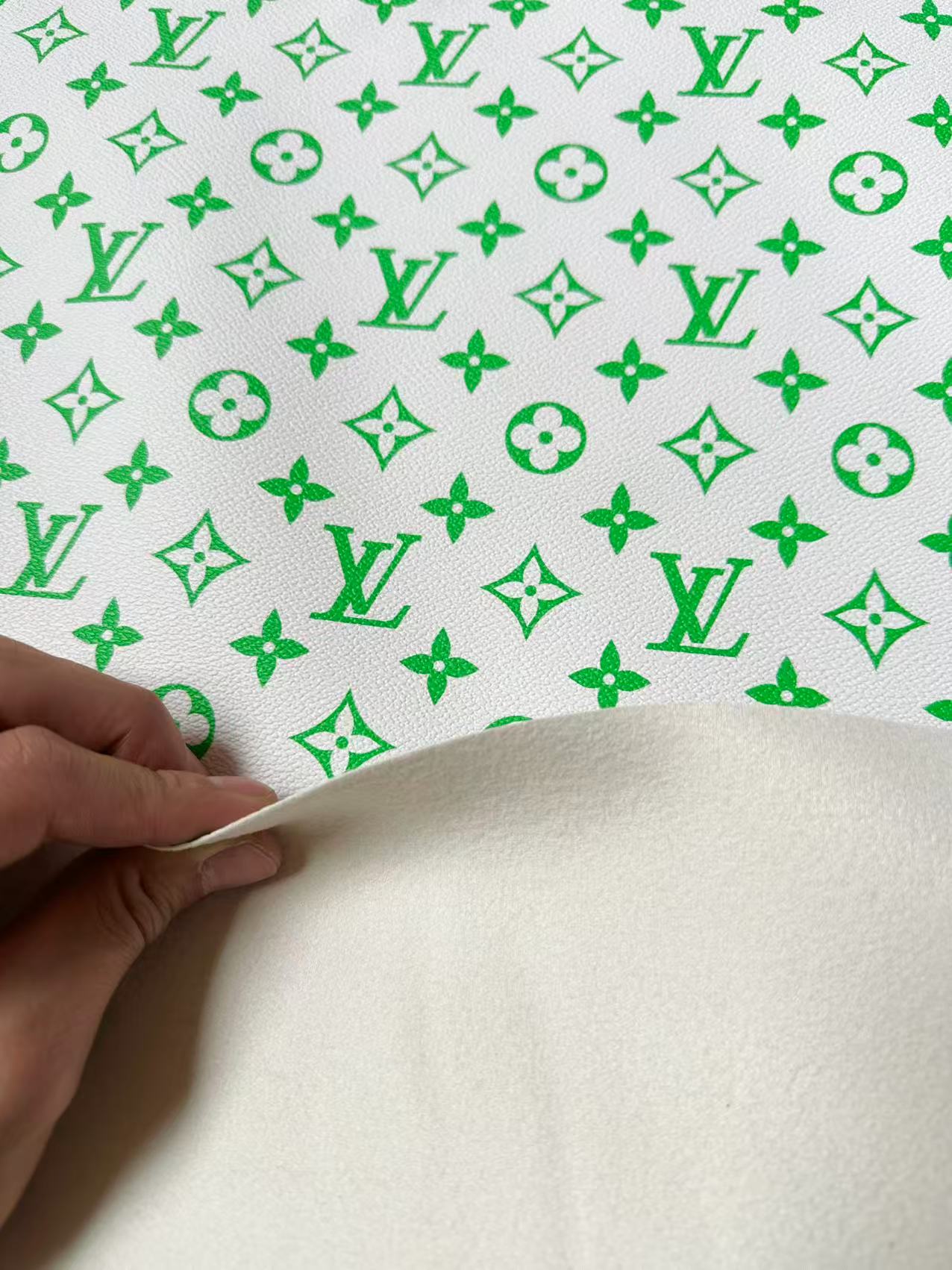 Fashion Green With White Leather Fabric For Handmade Sneaker,Car Upholstery Goods