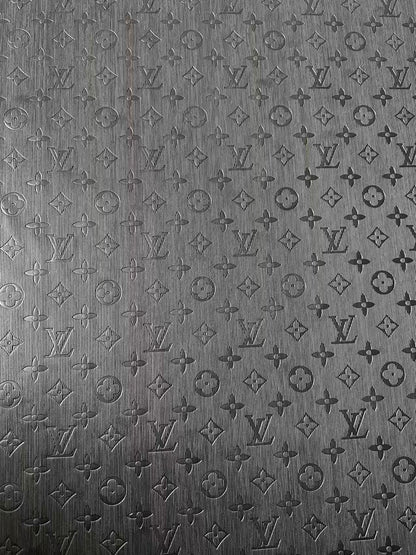 Craft Black Thin Strip Texture LV Embossed Leather Fabric For Handmade Shoes, Car Upholstery Goods