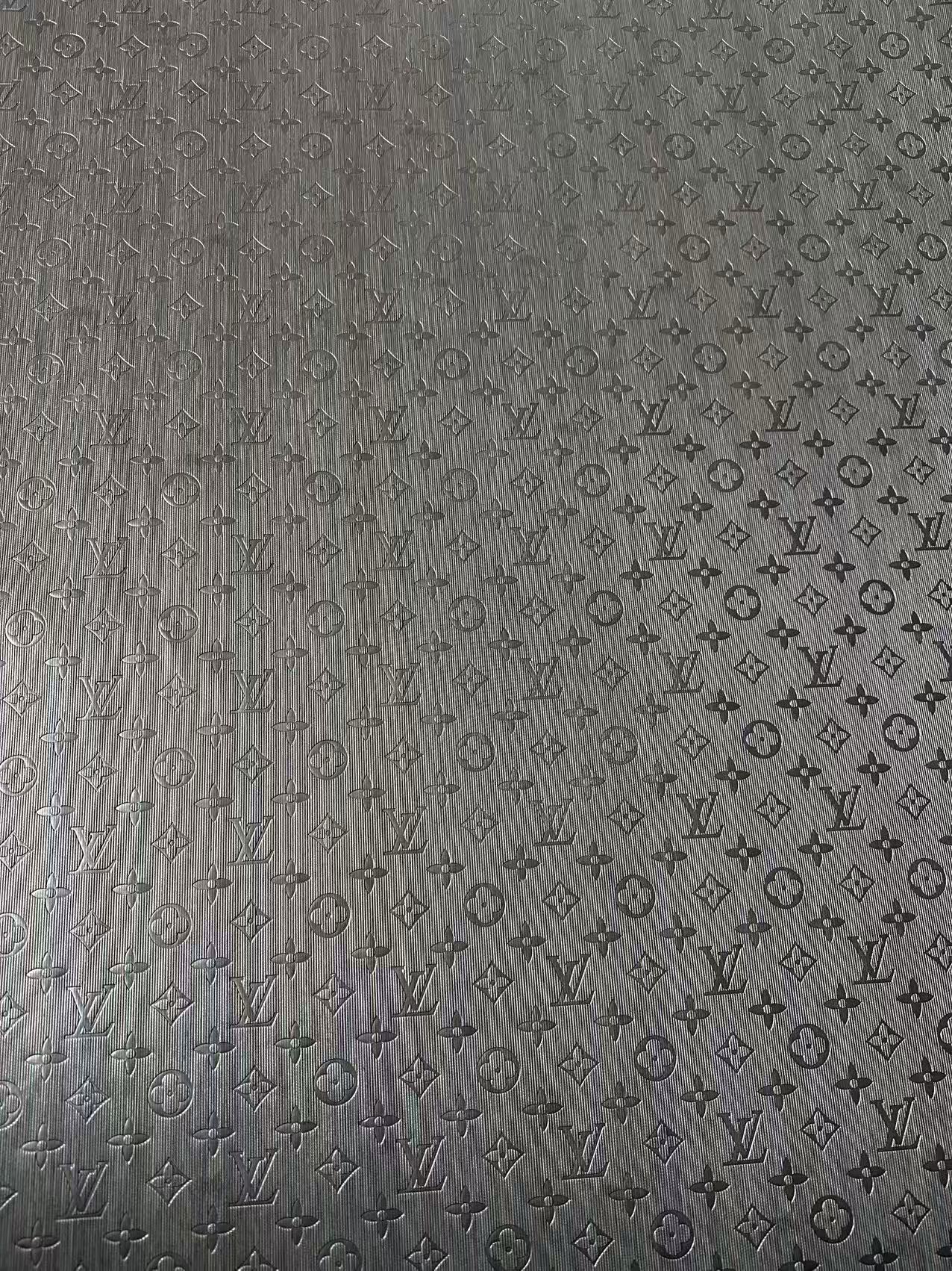 Craft Black Thin Strip Texture LV Embossed Leather Fabric For Handmade Shoes, Car Upholstery Goods