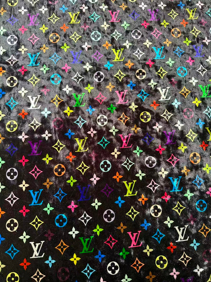 Craft Colorful Black Luxury LV Knitting Velvet Fabric For Handmade Sneaker,Car Upholstery and Clothing By Yard