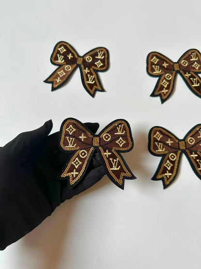 Craft Embroidery Bow LV Jacquard Patches For Customized Apparel