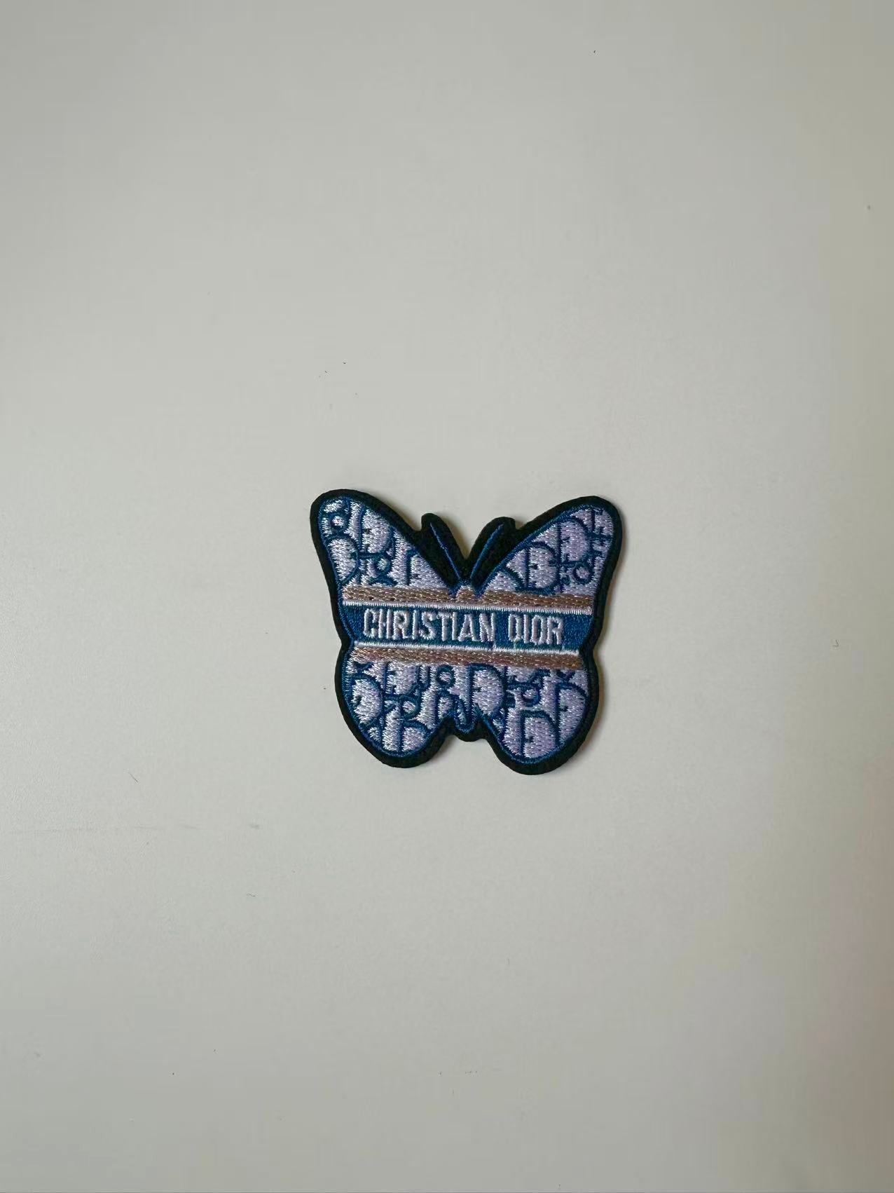 Craft Embroidery Blue Dior Jacquard Patches For Customized Apparel