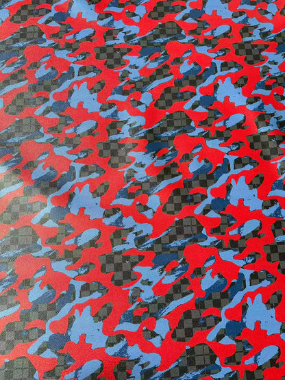 Fashion NO LOGO Plaid Camouflage Leather Fabric For Handmade Sneaker, Upholstery Goods