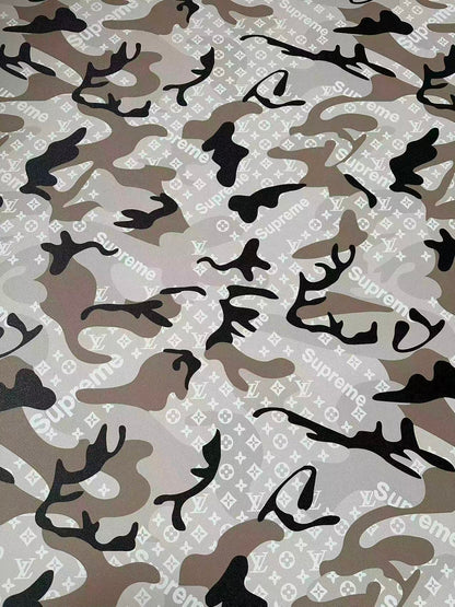 Fashion Gray LV With Supreme Camouflage Leather Fabric For Handmade Sneaker,Upholstery Goods