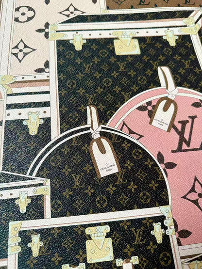 Craft LV Suitcase Leather Fabric For Handmade Shoes, Bag ,Upholstery Goods By Yard