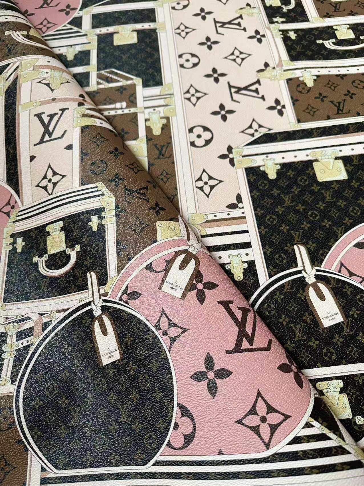 Craft LV Suitcase Leather Fabric For Handmade Shoes, Bag ,Upholstery Goods By Yard